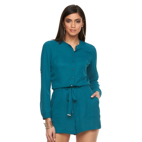 Jennifer Lopez Pants - Like new Jennifer Lopez Green Romper/ Jumpsuit/ 12